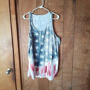 Shein Curve 3X Stars & Stripes American Flag Tank Top Plus Size Patriotic